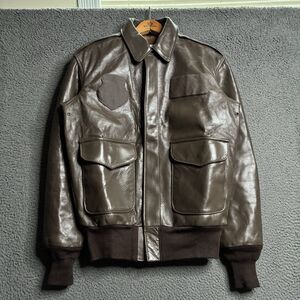 DSCP Cockpit USA Brown Leather Type A-2 AF Flight Jacket Bomber Men's Sz 34 R